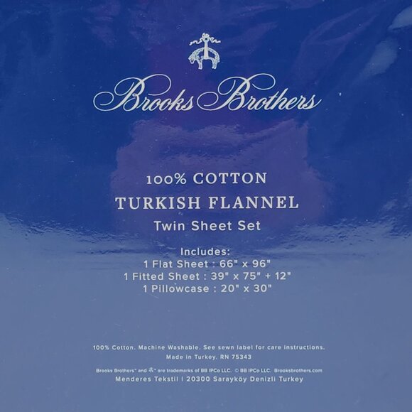 Brooks Brothers Turkish Flannel Twin Sheet Set 100% Cotton Striped Beige - Picture 3 of 6